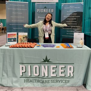 Occupational therapy professionals engaging with Pioneer Healthcare at the AOTA 2025 conference