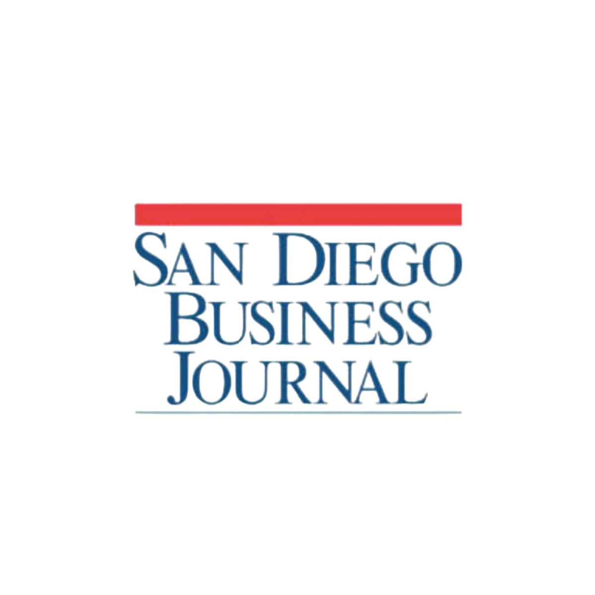 Logo for the San Diego Business Journal with the tagline “The Community of Business.