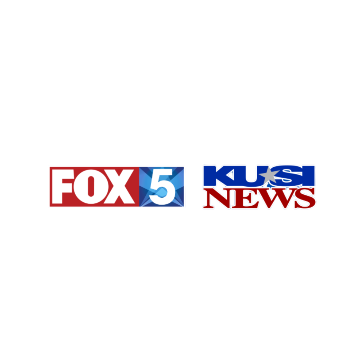 Combined logo for FOX 5 and KUSI News, two local television news stations.